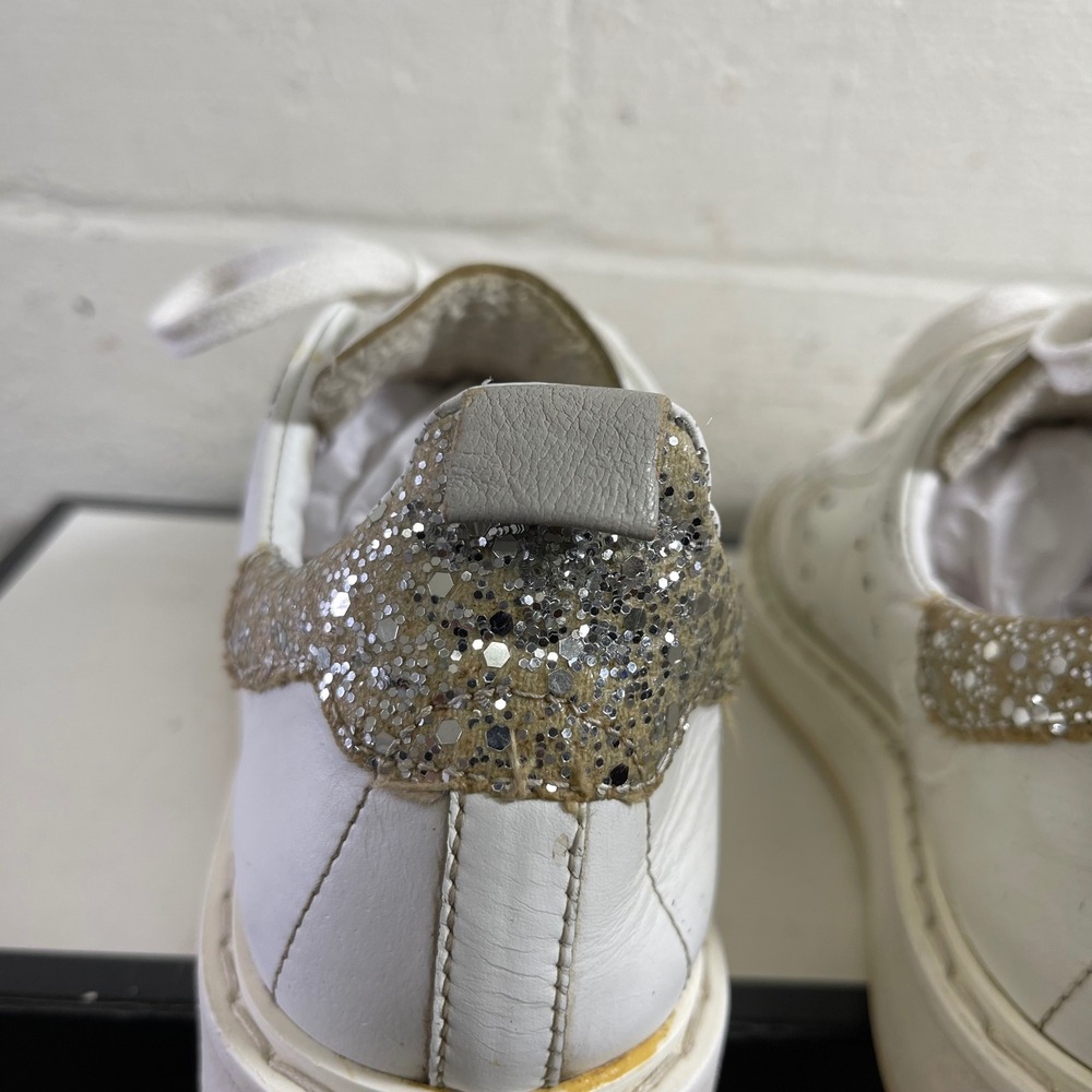 Golden Goose Starter White Leather Silver Glitter Sneakers Women's 36 EU/6 US - Picture 8 of 15